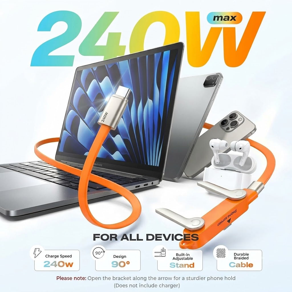 2-in-1 Type-C Charging Cable With Foldable Stand