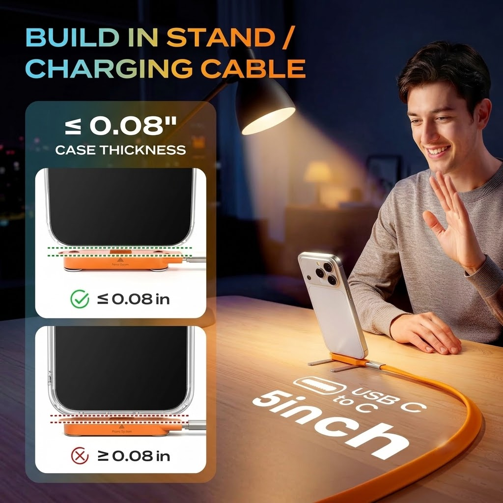 2-in-1 Type-C Charging Cable With Foldable Stand