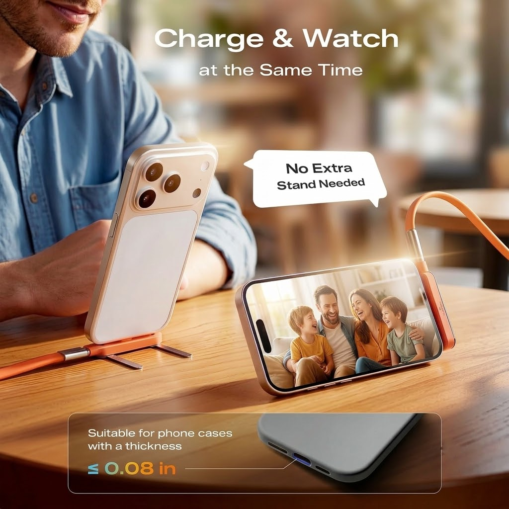2-in-1 Type-C Charging Cable With Foldable Stand
