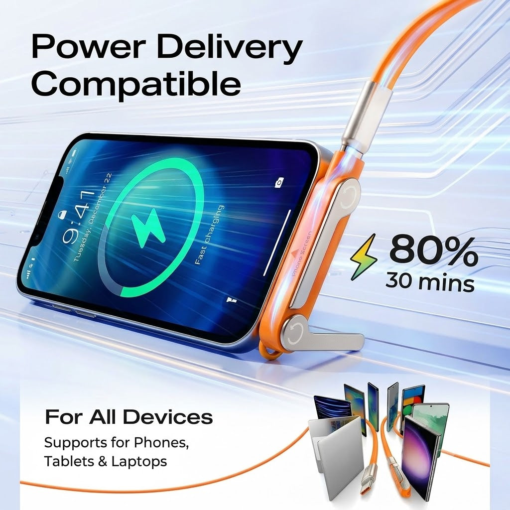 2-in-1 Type-C Charging Cable With Foldable Stand