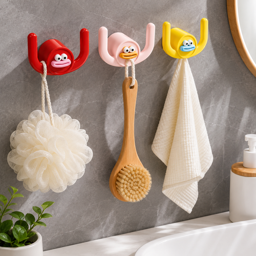 No-Drill Wall-Mounted Bathroom Hook Rack