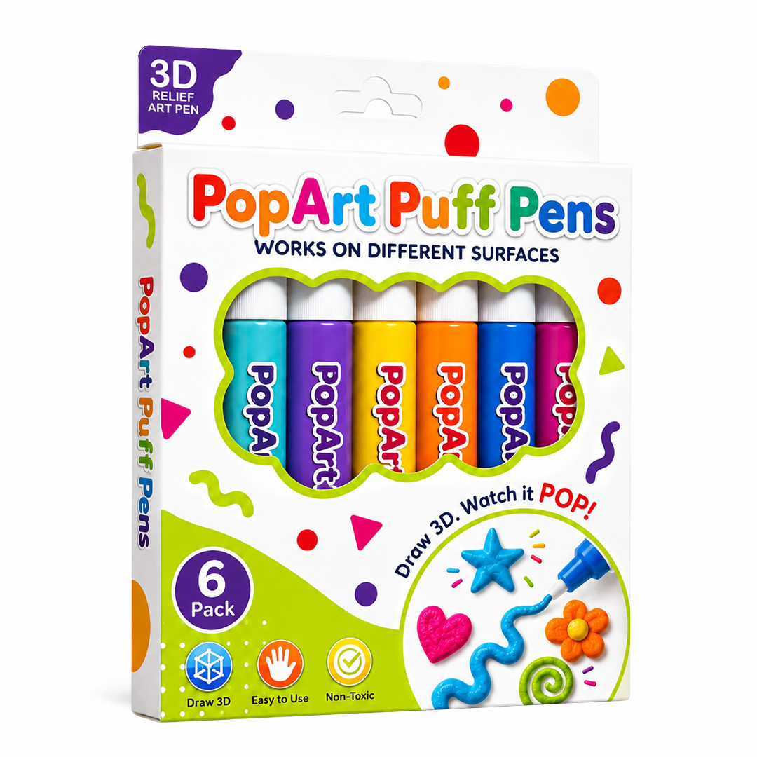Heat-Activated 3D Puff Art Pens – 6 Color DIY Craft Pen Set