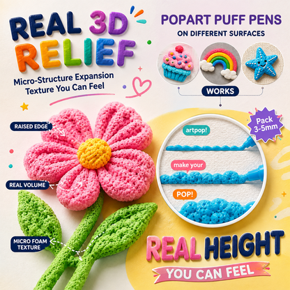 Heat-Activated 3D Puff Art Pens – 6 Color DIY Craft Pen Set